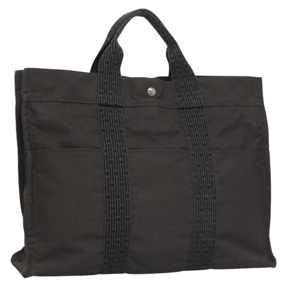 Hermès Herline Grey Canvas Handbag (Pre-Owned)