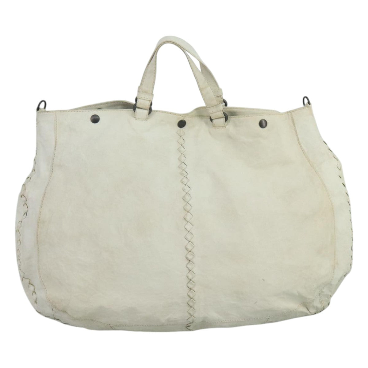 Bottega Veneta Cervo White Leather Tote Bag (Pre-Owned)