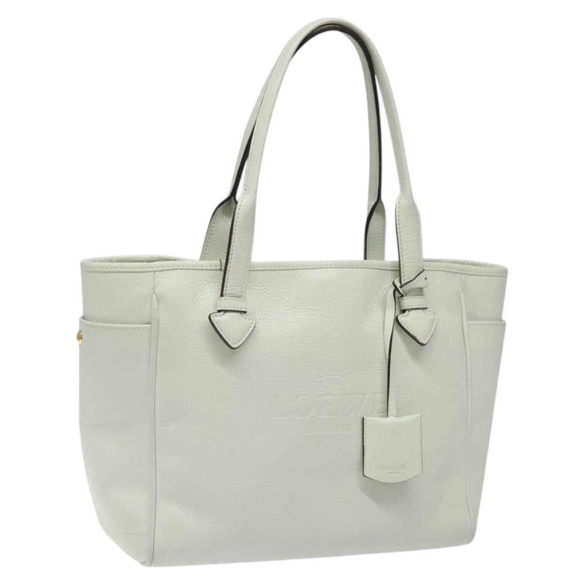 Loewe T Shopper White Leather Tote Bag (Pre-Owned)