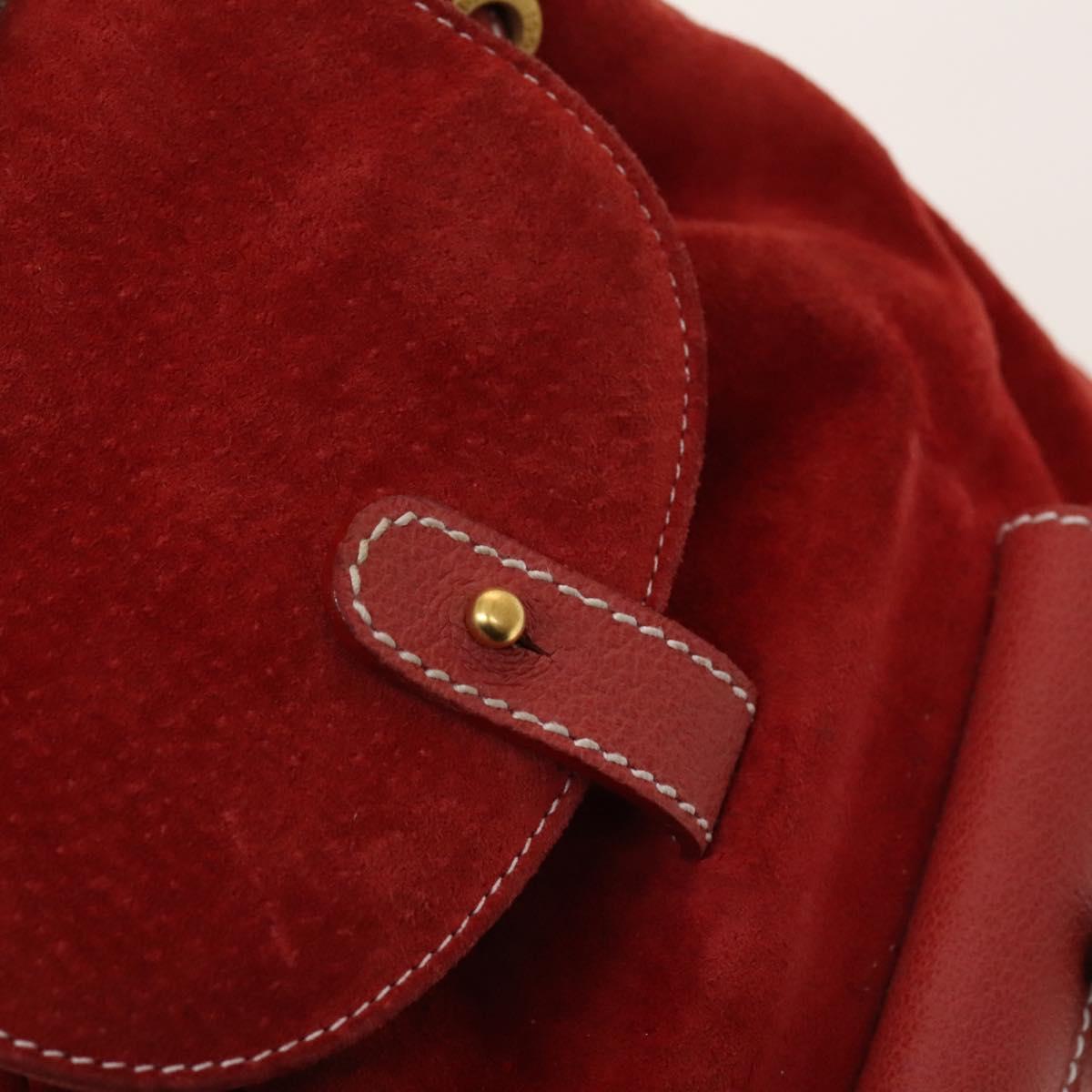 Gucci Bamboo Red Suede Backpack Bag (Pre-Owned)
