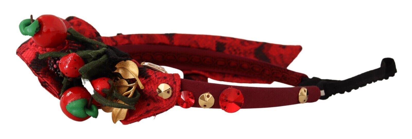 Dolce & Gabbana Red Tiara Berry Fruit Crystal Bow Hair Diadem Women's Headband
