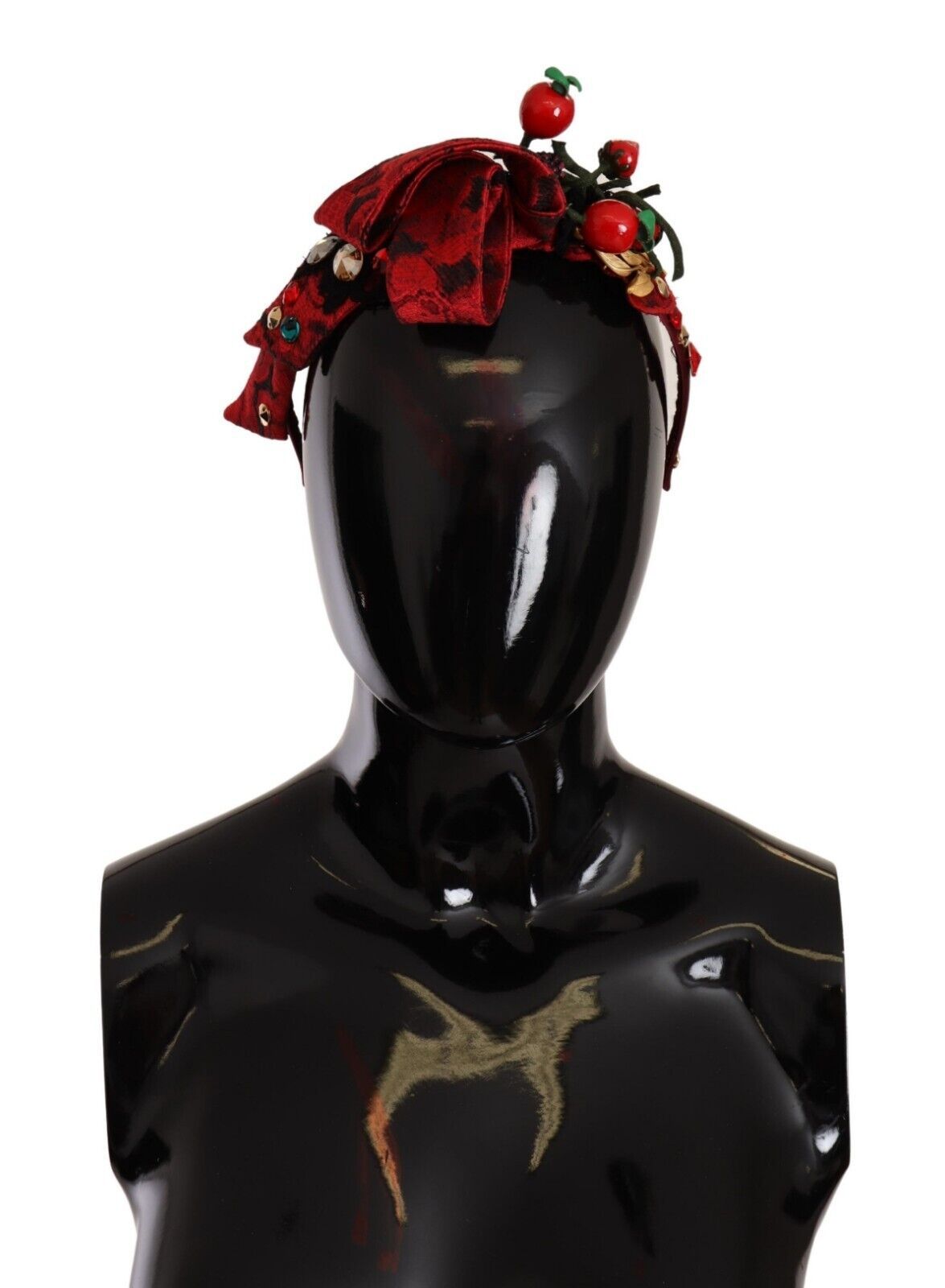 Dolce & Gabbana Red Tiara Berry Fruit Crystal Bow Hair Diadem Women's Headband