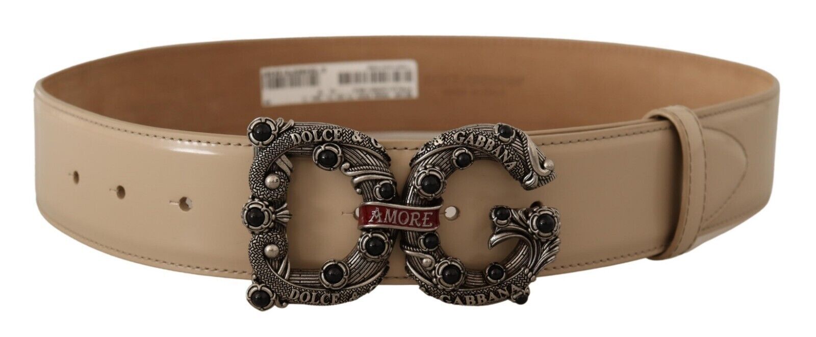 Dolce & Gabbana Vintage-Brass Logo Pearl Embellished Women's Belt