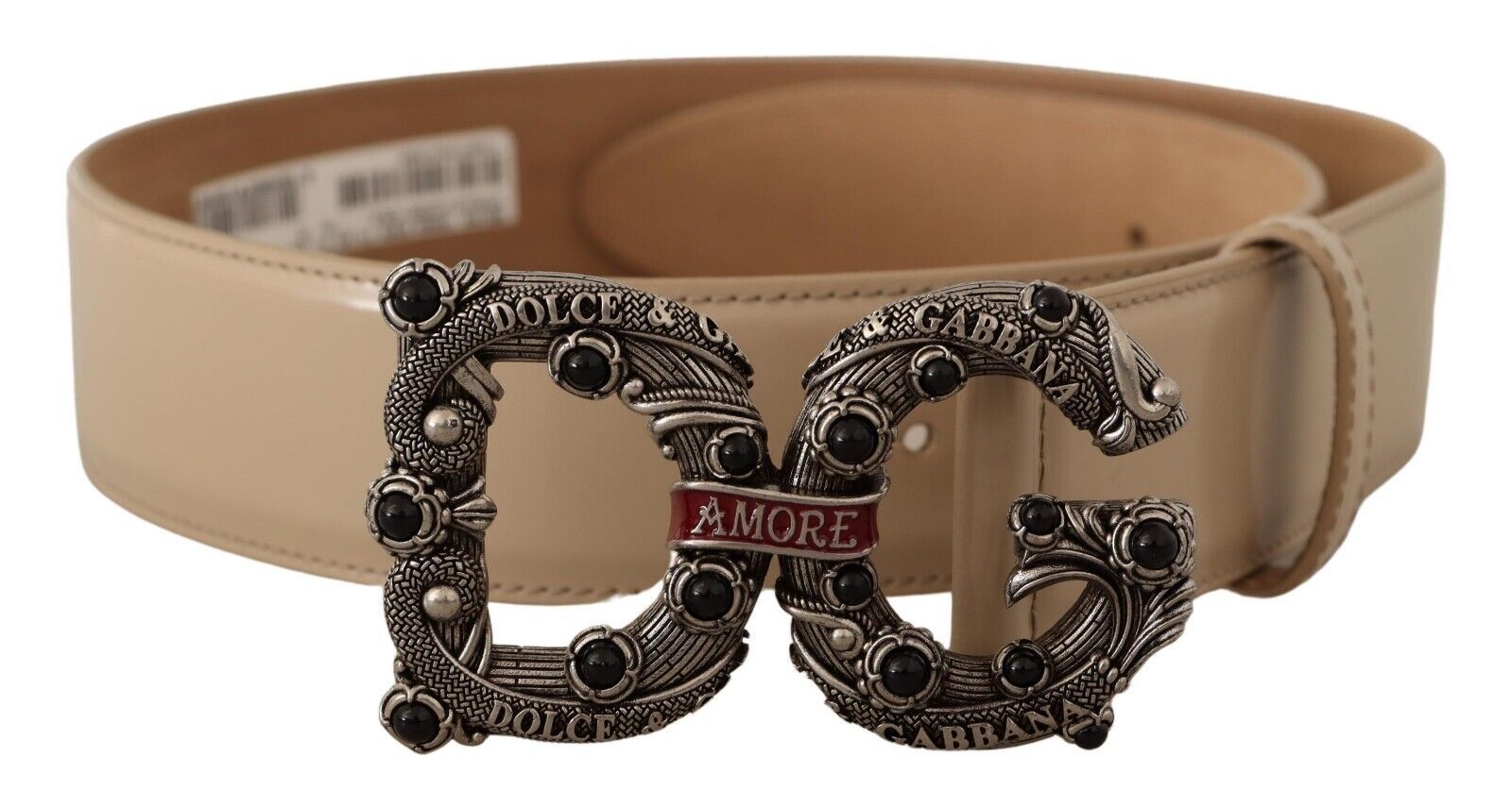 Dolce & Gabbana Vintage-Brass Logo Pearl Embellished Women's Belt
