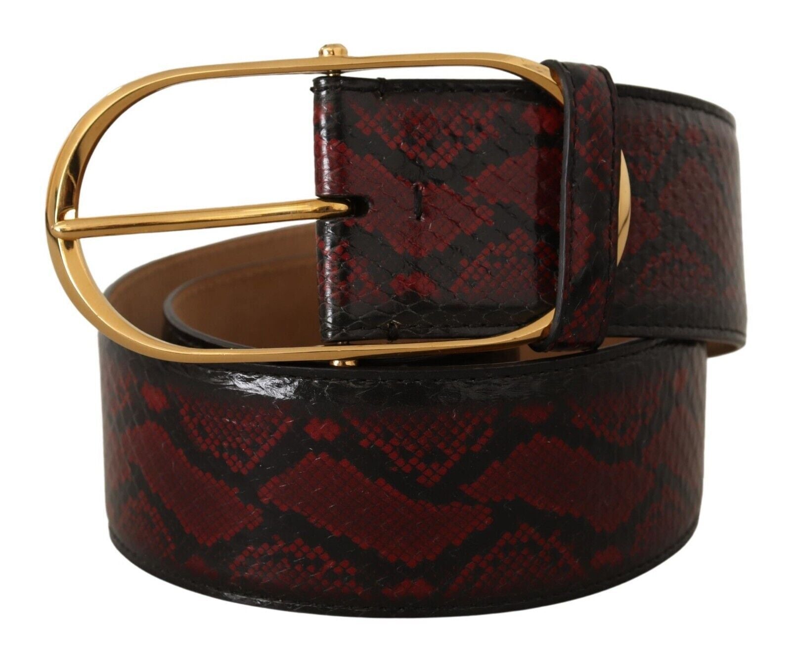 Dolce & Gabbana Elegant Red Python Leather Belt with Gold Women's Buckle