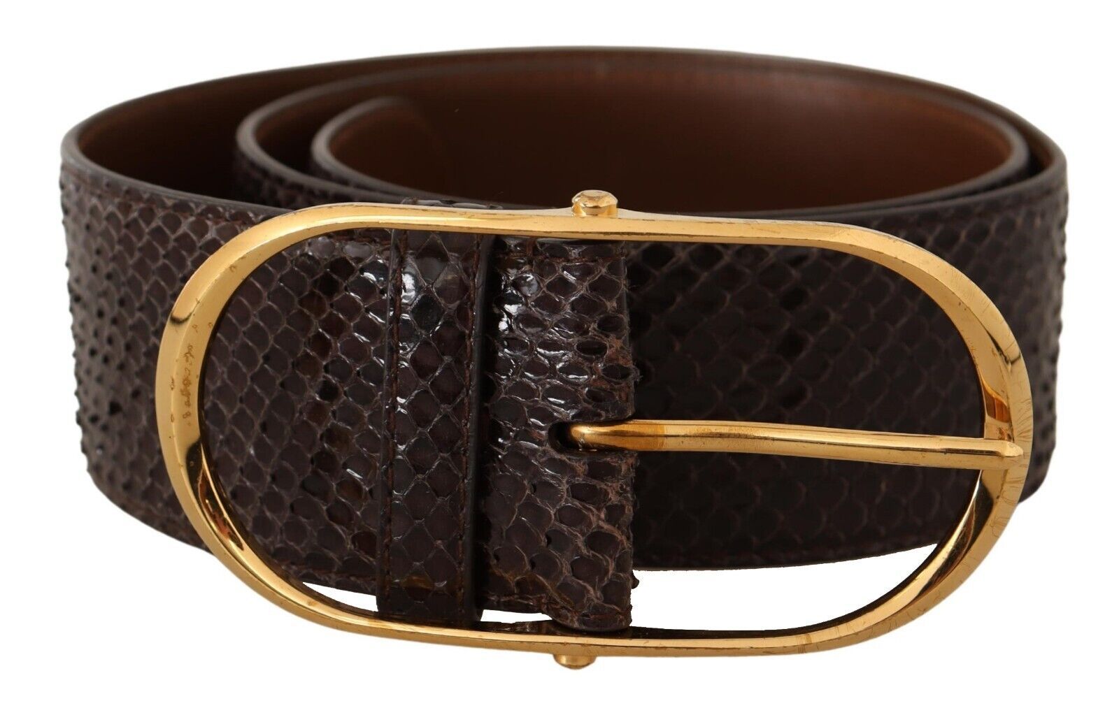 Dolce & Gabbana Elegant Python Leather Belt with Gold Women's Buckle