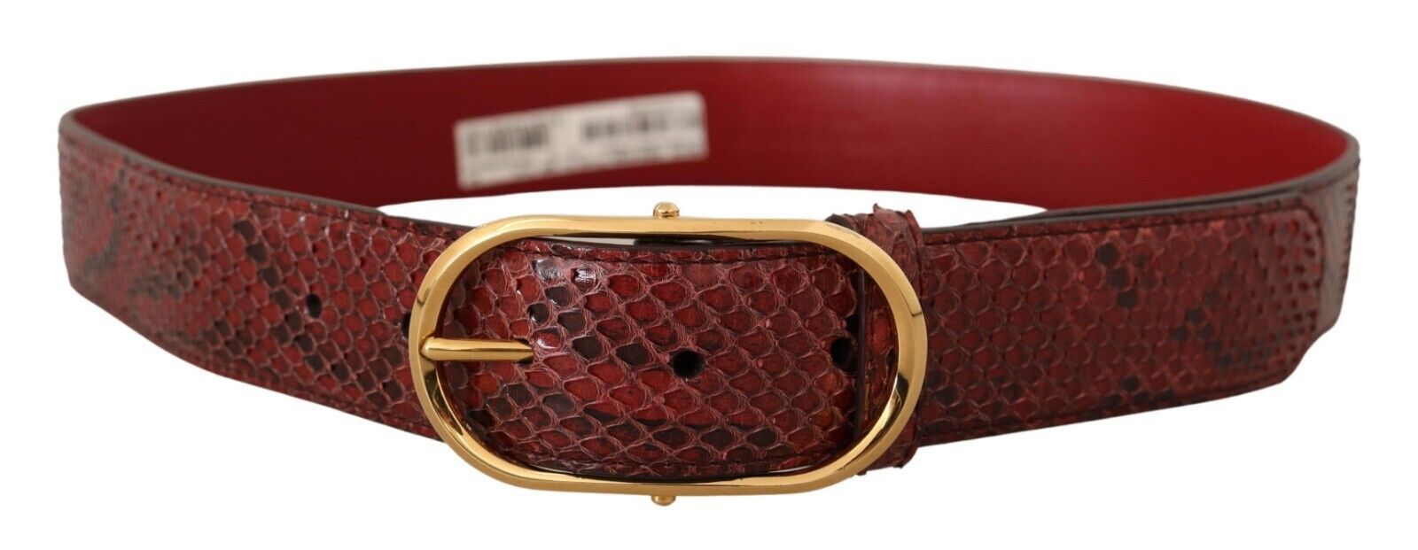 Dolce & Gabbana Red Exotic Leather Gold Oval Buckle Women's Belt