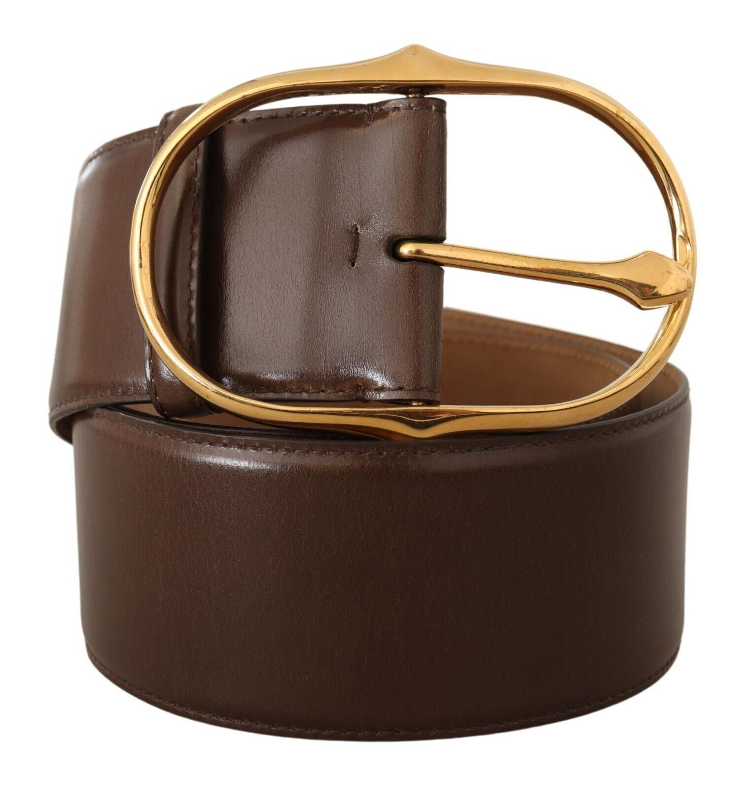 Dolce & Gabbana Elegant Brown Leather Belt with Gold Women's Buckle