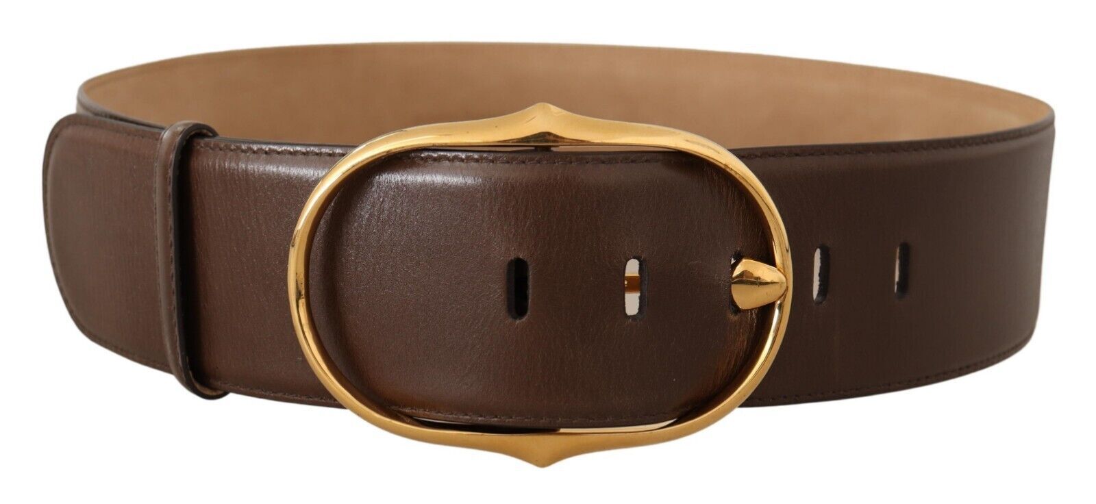 Dolce & Gabbana Elegant Brown Leather Belt with Gold Women's Buckle