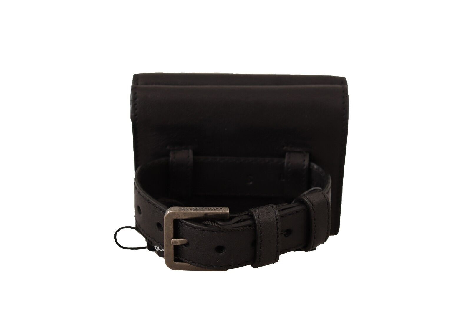 Dolce & Gabbana Black Leather Trifold Purse Belt Multi Kit Women's Wallet
