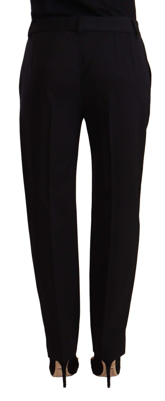 Dolce & Gabbana Black Mid Waist Skinny Trouser Wool Women's Pants