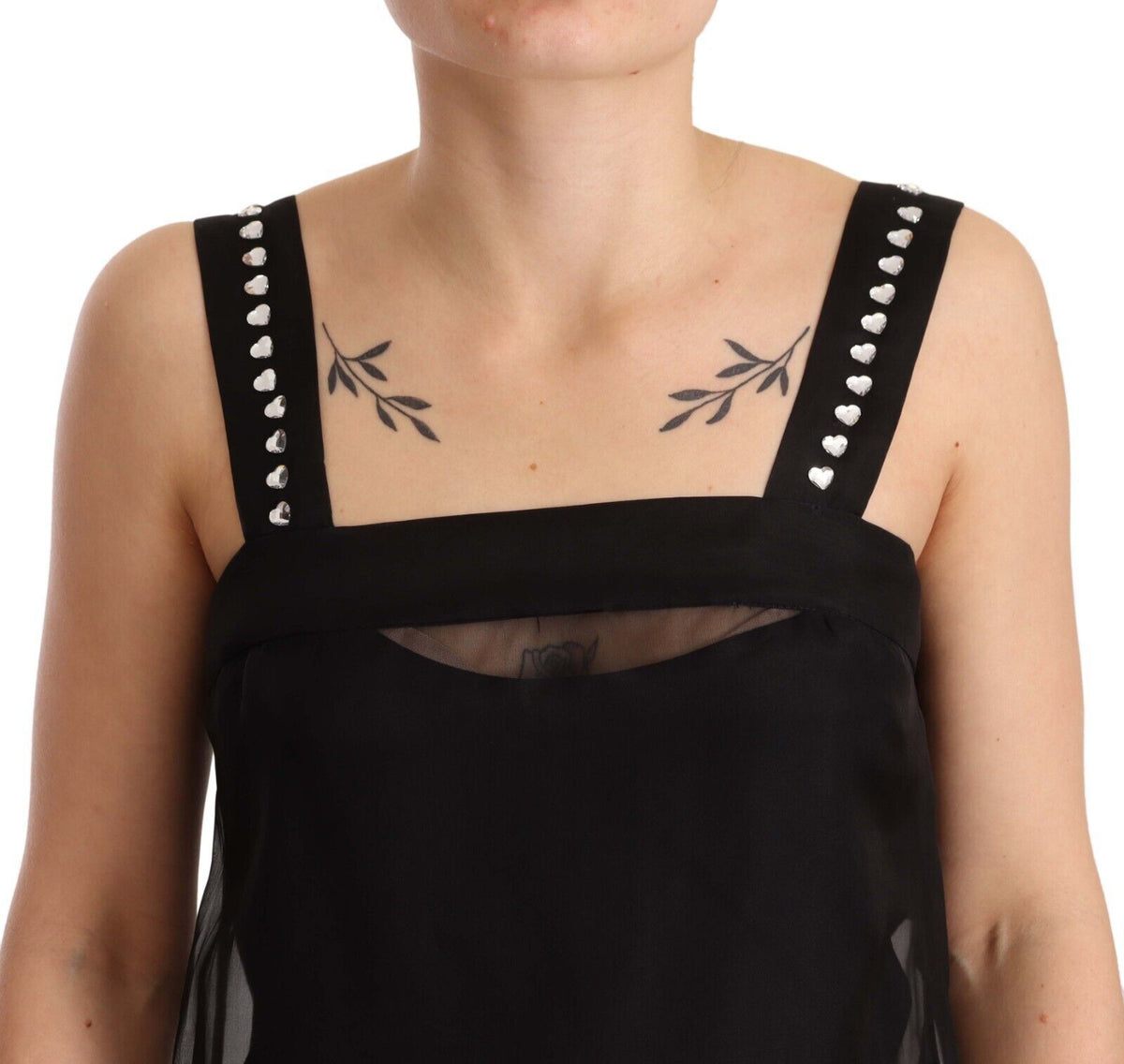 Dolce & Gabbana Black Silk Stretch Crystal Sheath Mini Women's Dress