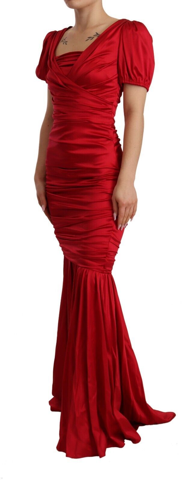 Dolce & Gabbana Red Silk Stretch Sheath Mermaid Gown Women's Dress
