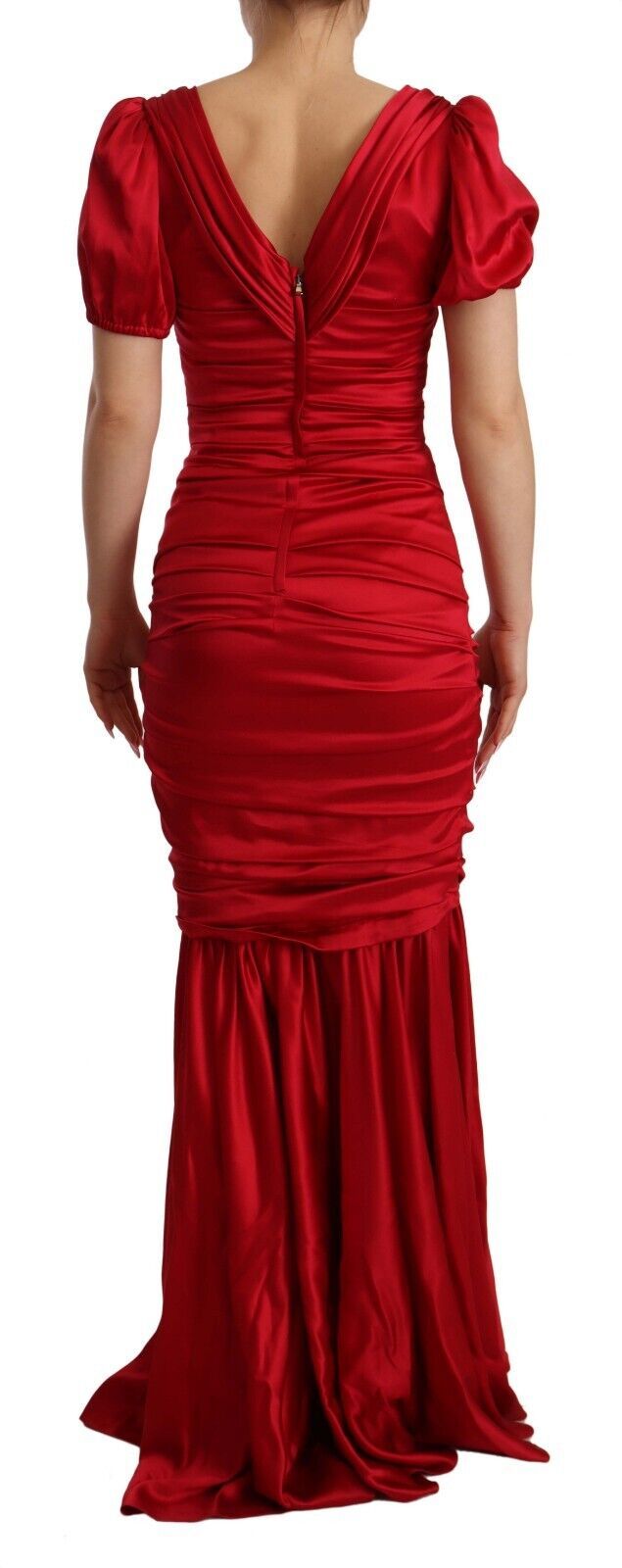 Dolce & Gabbana Red Silk Stretch Sheath Mermaid Gown Women's Dress