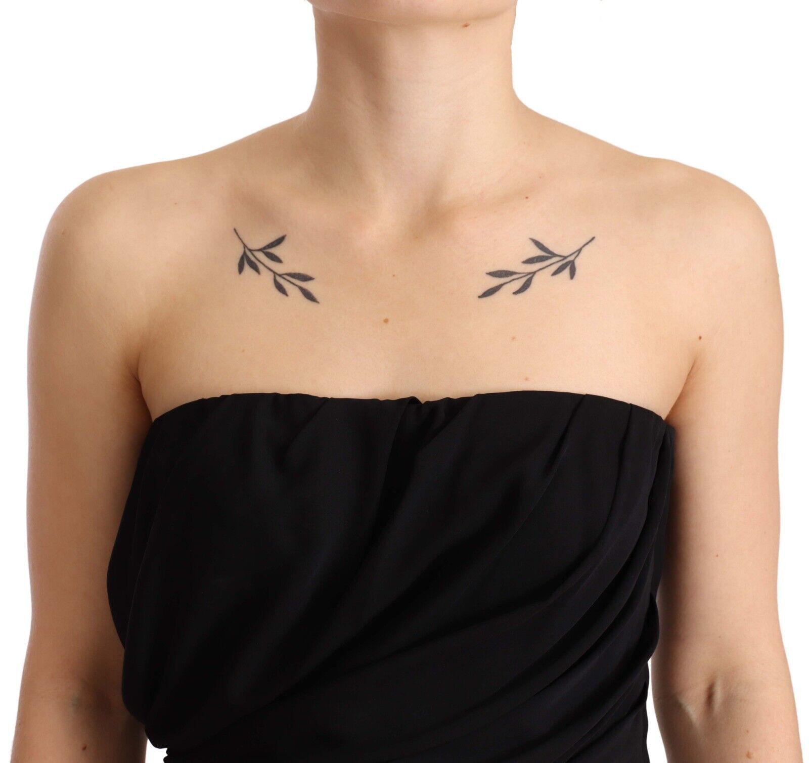 Dolce & Gabbana Black Silk Stretch Strapless Sheath Midi Women's Dress