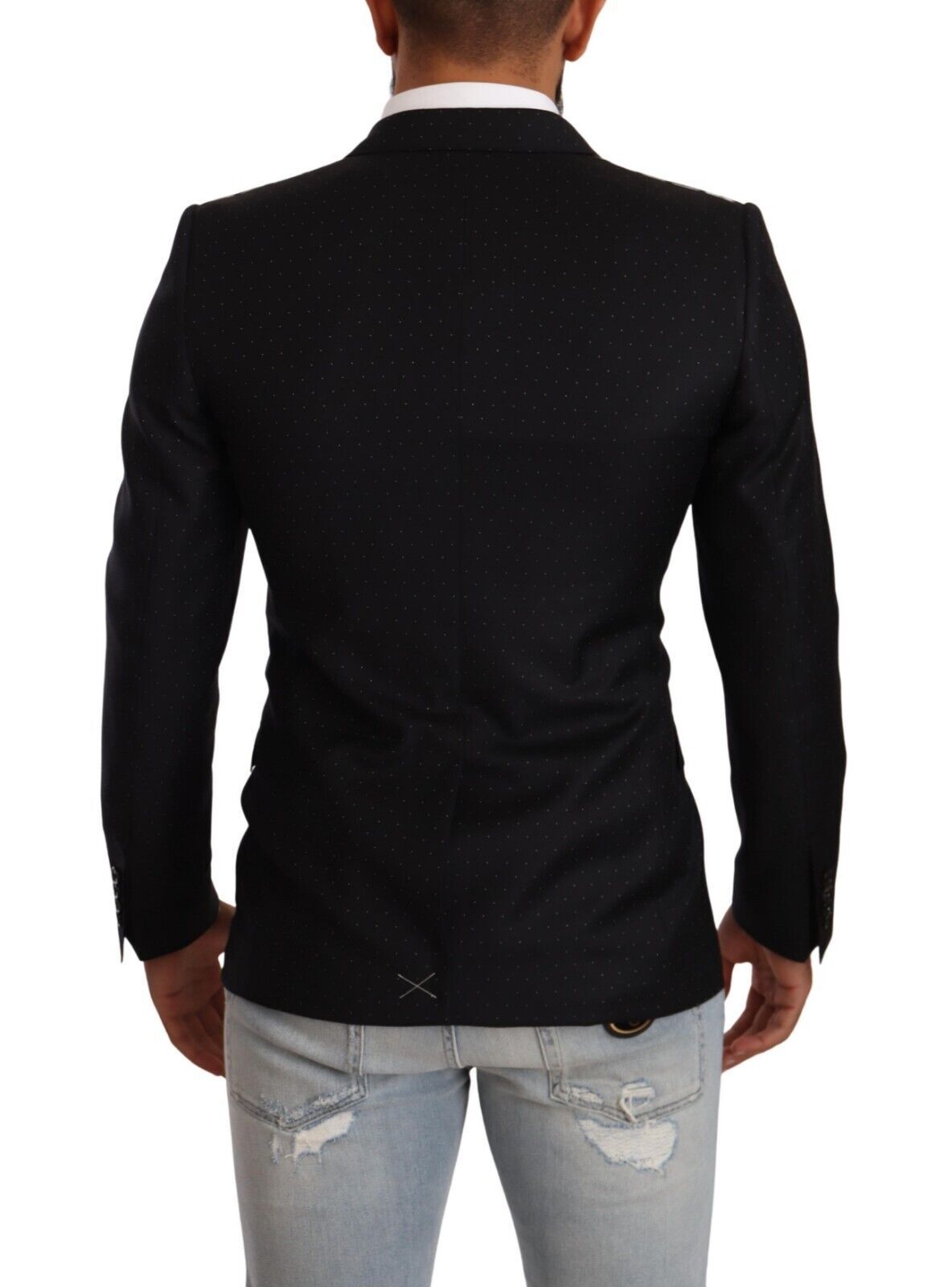 Dolce & Gabbana Dark Gray Dotted Double Breasted MARTINI Men's Jacket