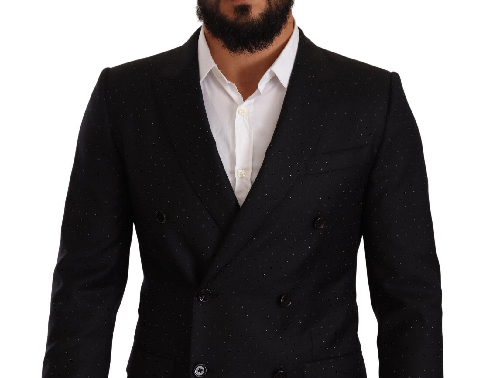 Dolce & Gabbana Dark Gray Dotted Double Breasted MARTINI Men's Jacket