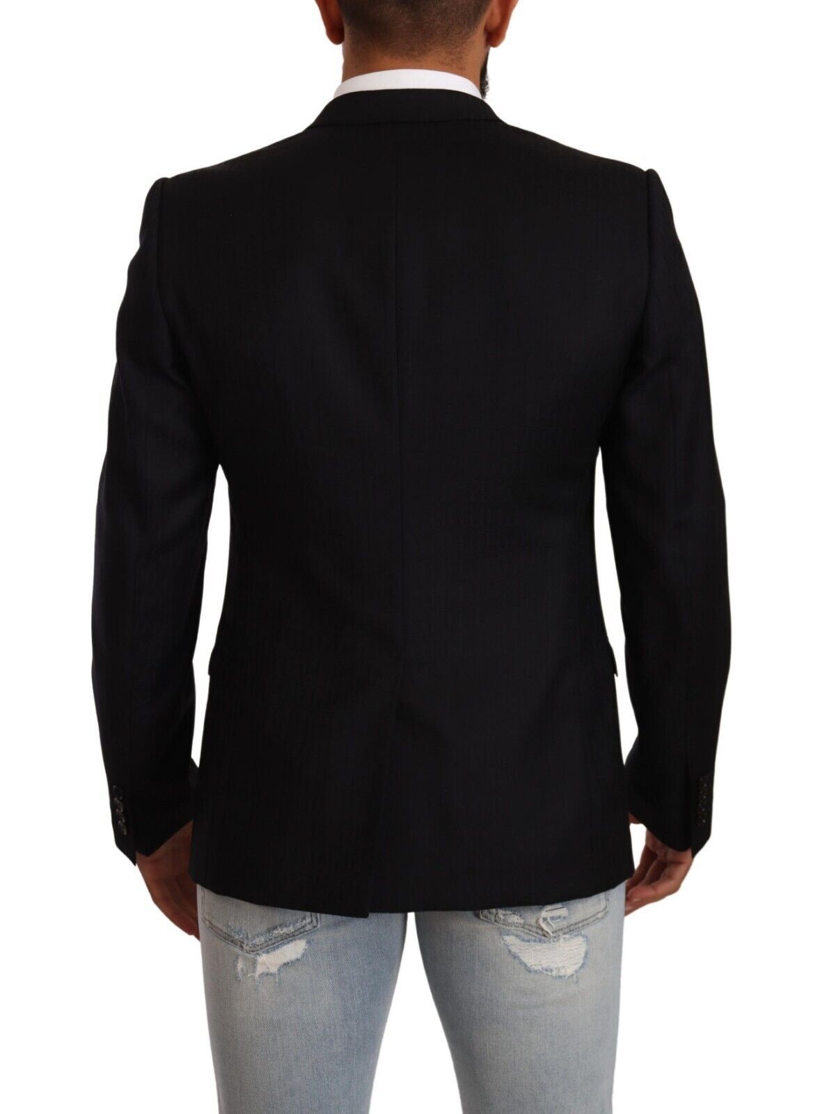 Dolce & Gabbana Black Wool Single Breasted Suit GOLD Men's Jacket