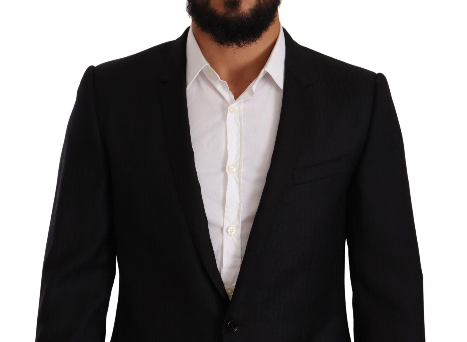 Dolce & Gabbana Black Wool Single Breasted Suit GOLD Men's Jacket