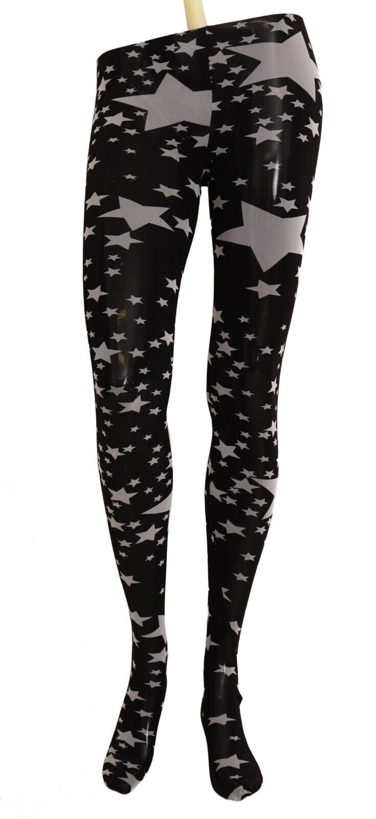 Dolce & Gabbana Black White Stars Print Nylon Women's Stockings