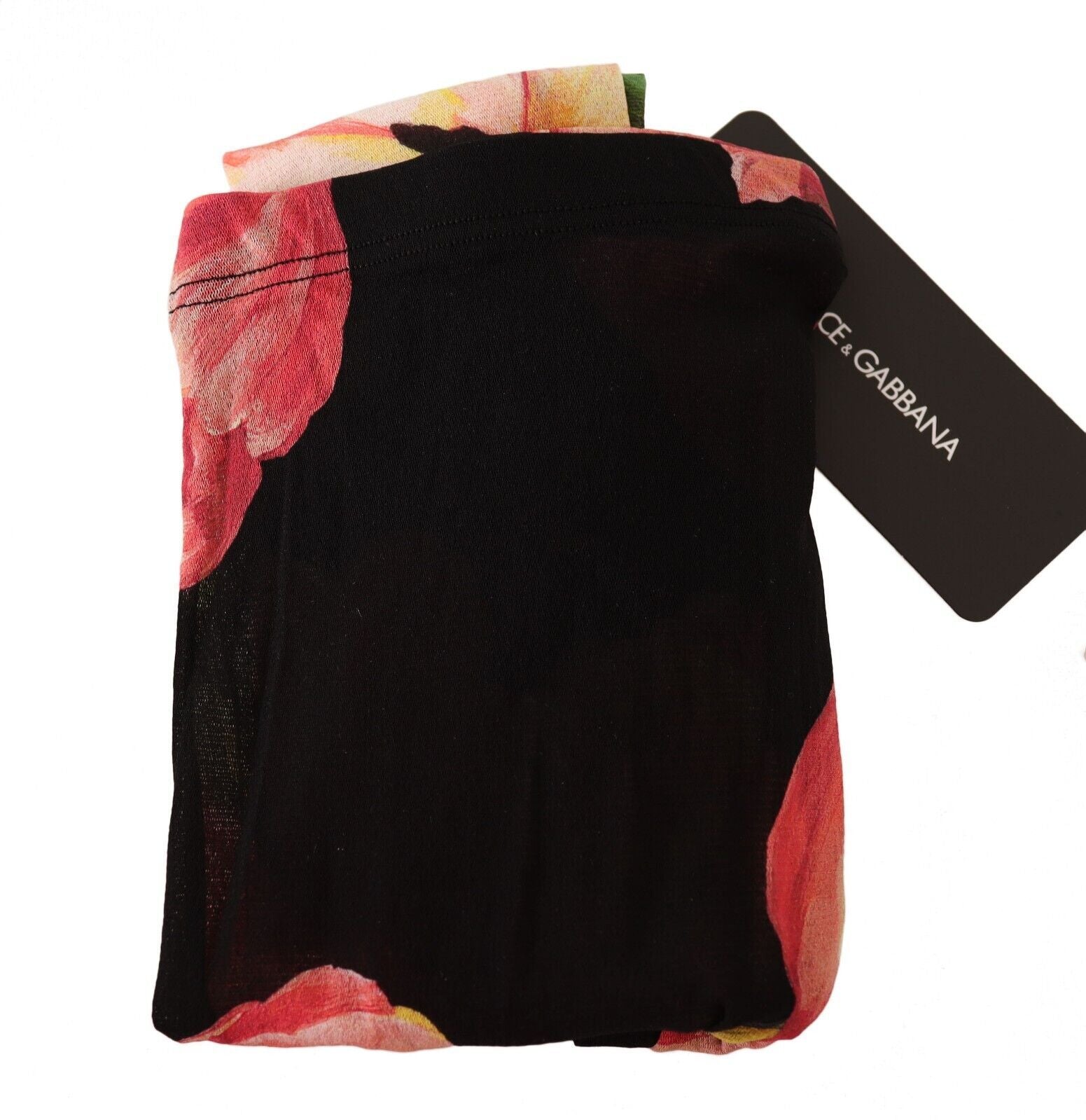 Dolce & Gabbana Black Floral Print Nylon Tights Women's Stockings