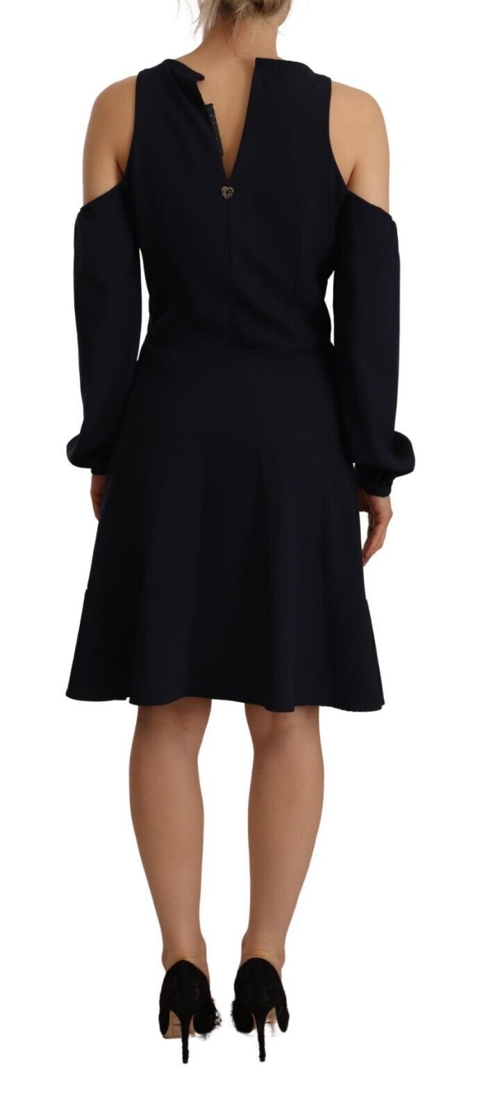 Twinset Black Long Sleeves Open Shoulder A-line Women's Dress