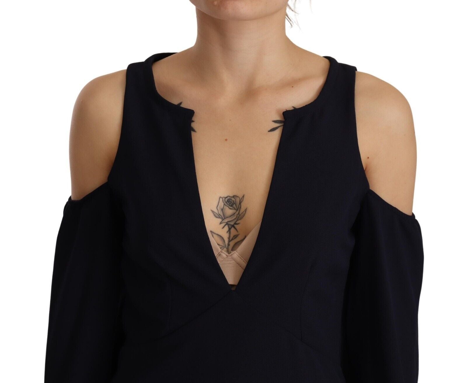 Twinset Black Long Sleeves Open Shoulder A-line Women's Dress