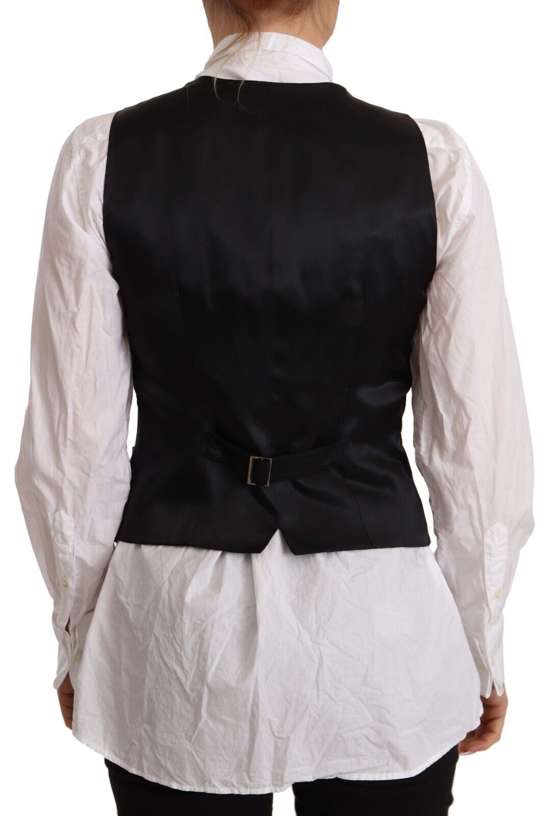 Dolce & Gabbana Black Button Down Sleeveless Vest Viscose Women's Top