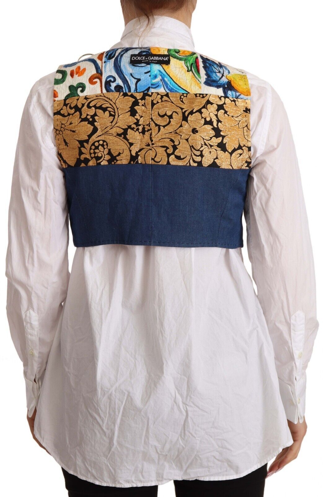 Dolce & Gabbana Multicolor Embellished Waist Coat Cotton Women's Top