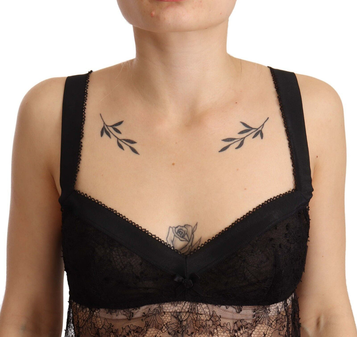Dolce & Gabbana Black Silk Lace Babydoll Nylon Lingerie Women's Top