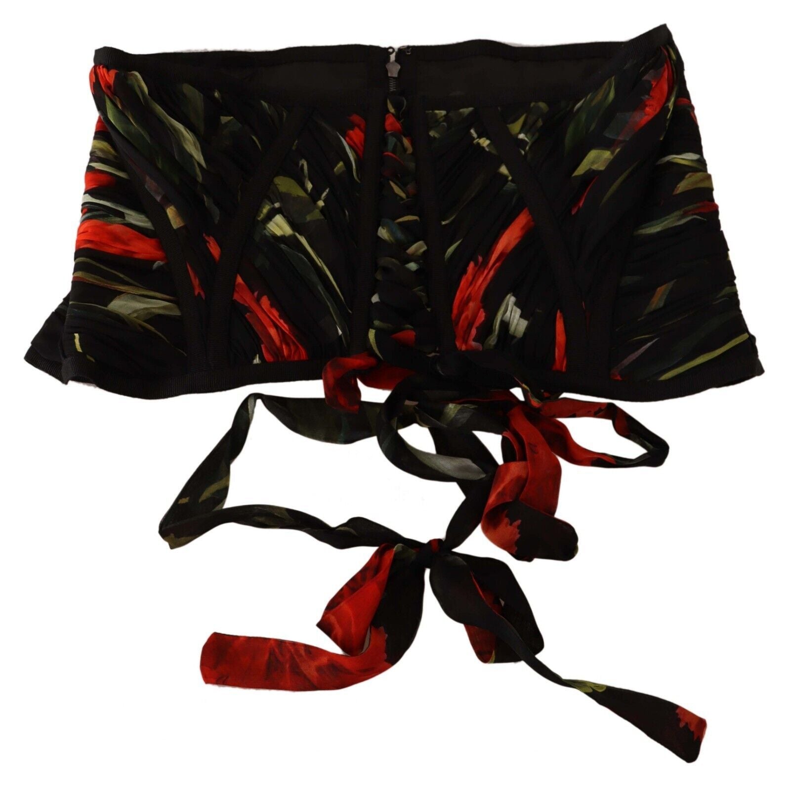 Dolce & Gabbana Black Corset Belt Stretch Waist Strap Silk Women's Top
