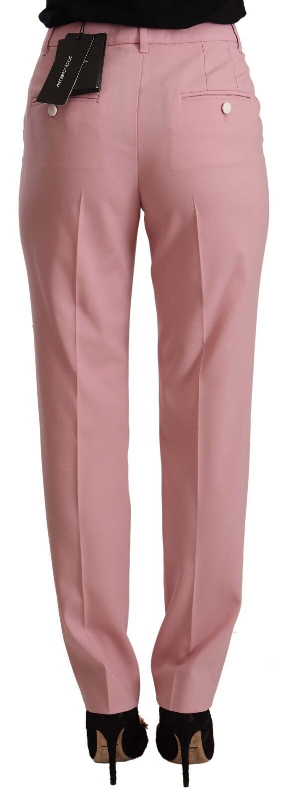 Dolce & Gabbana Pink Wool Stretch High Waist Trouser Women's Pants