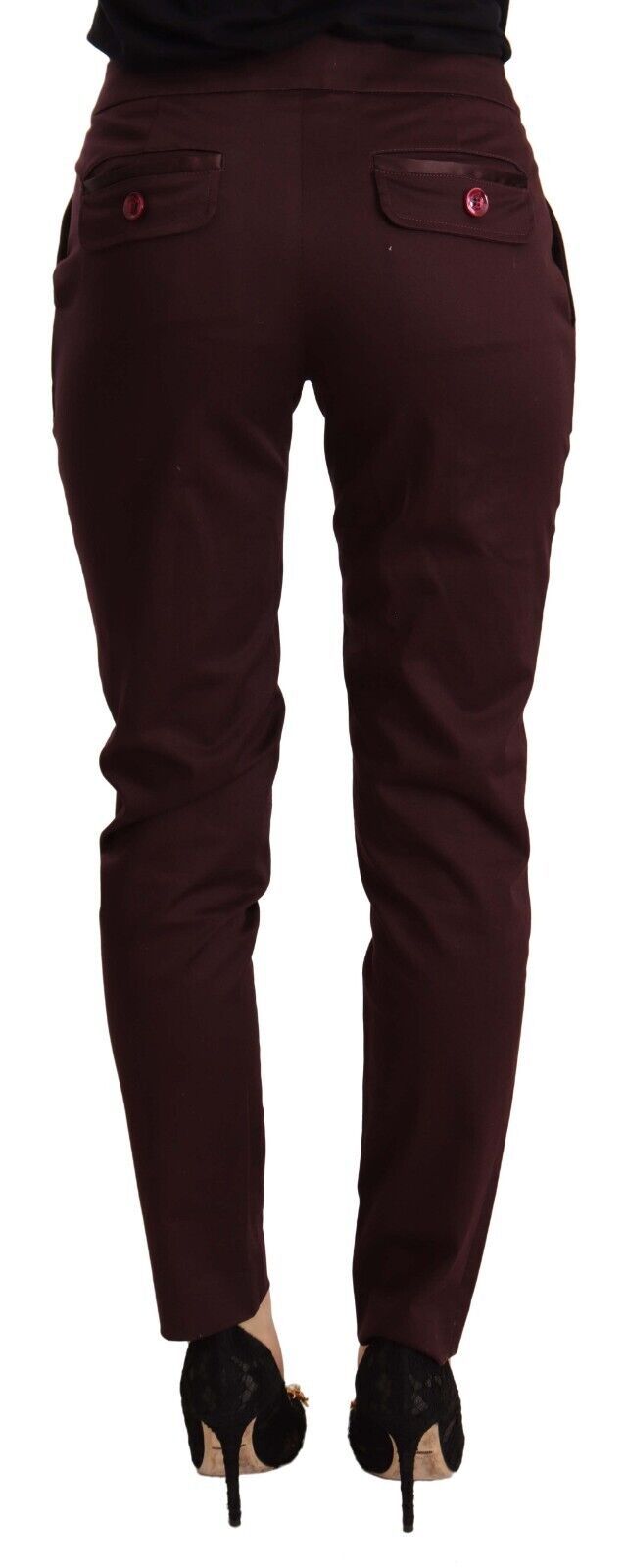 Just Cavalli Maroon Mid Waist Skinny Women Trouser Women's Pants