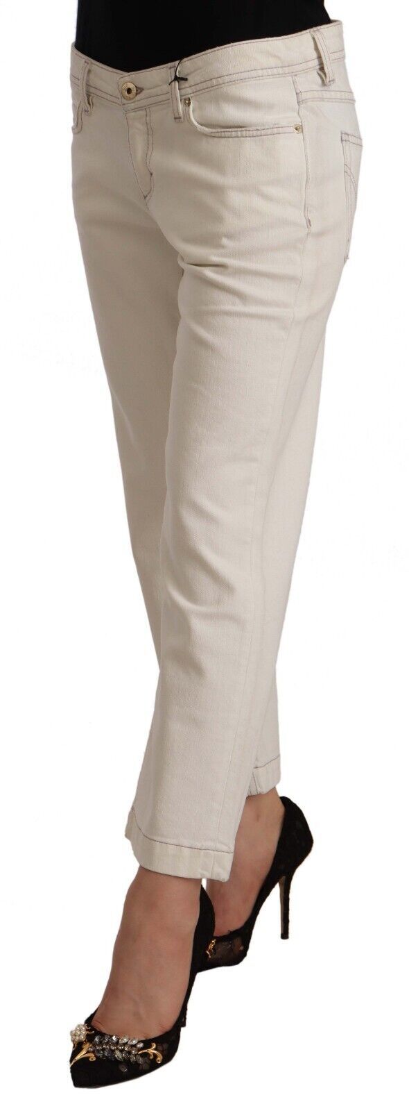Dolce & Gabbana Chic Off-White Cropped Jeans - Fashionista Women's Must-Have