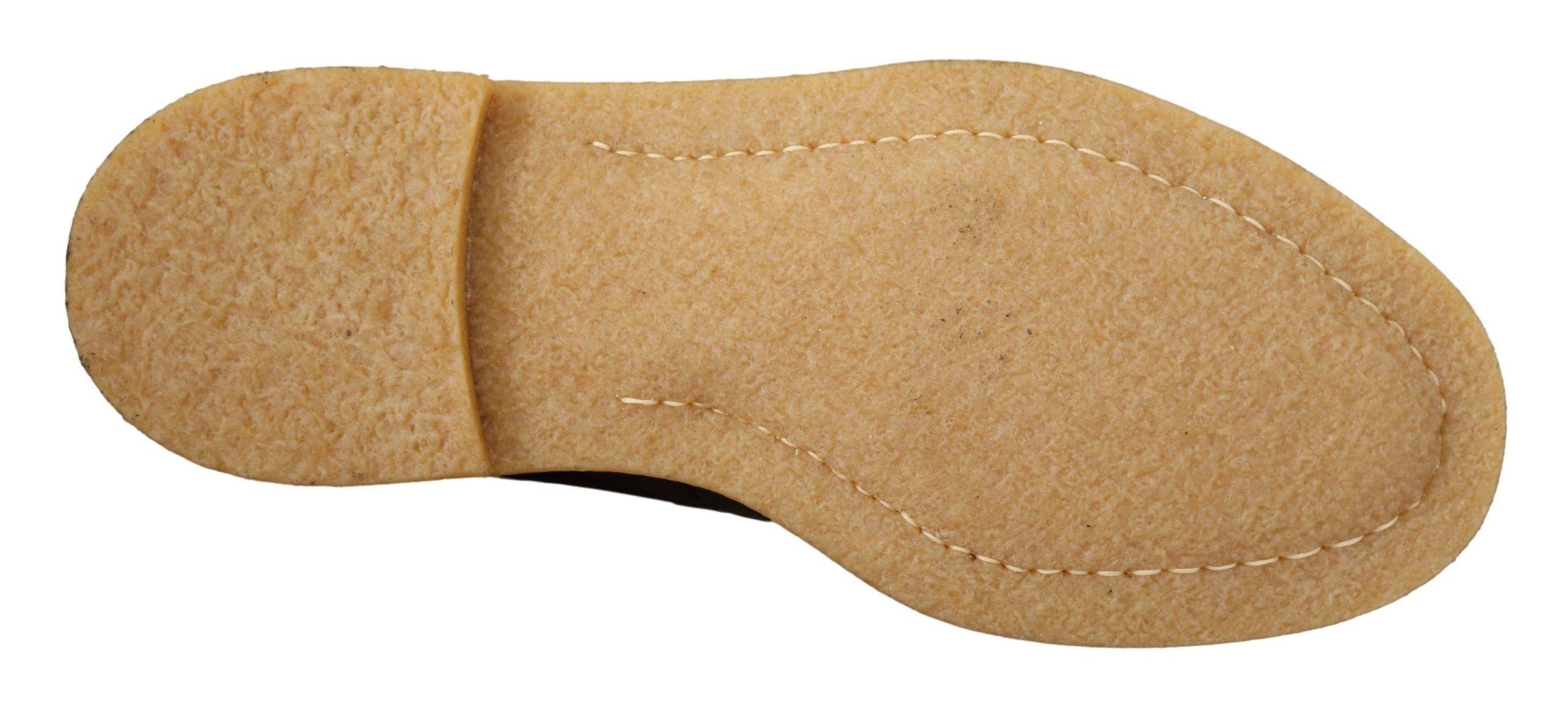 Dolce & Gabbana Brown Velvet Exotic Leather Men's Boots