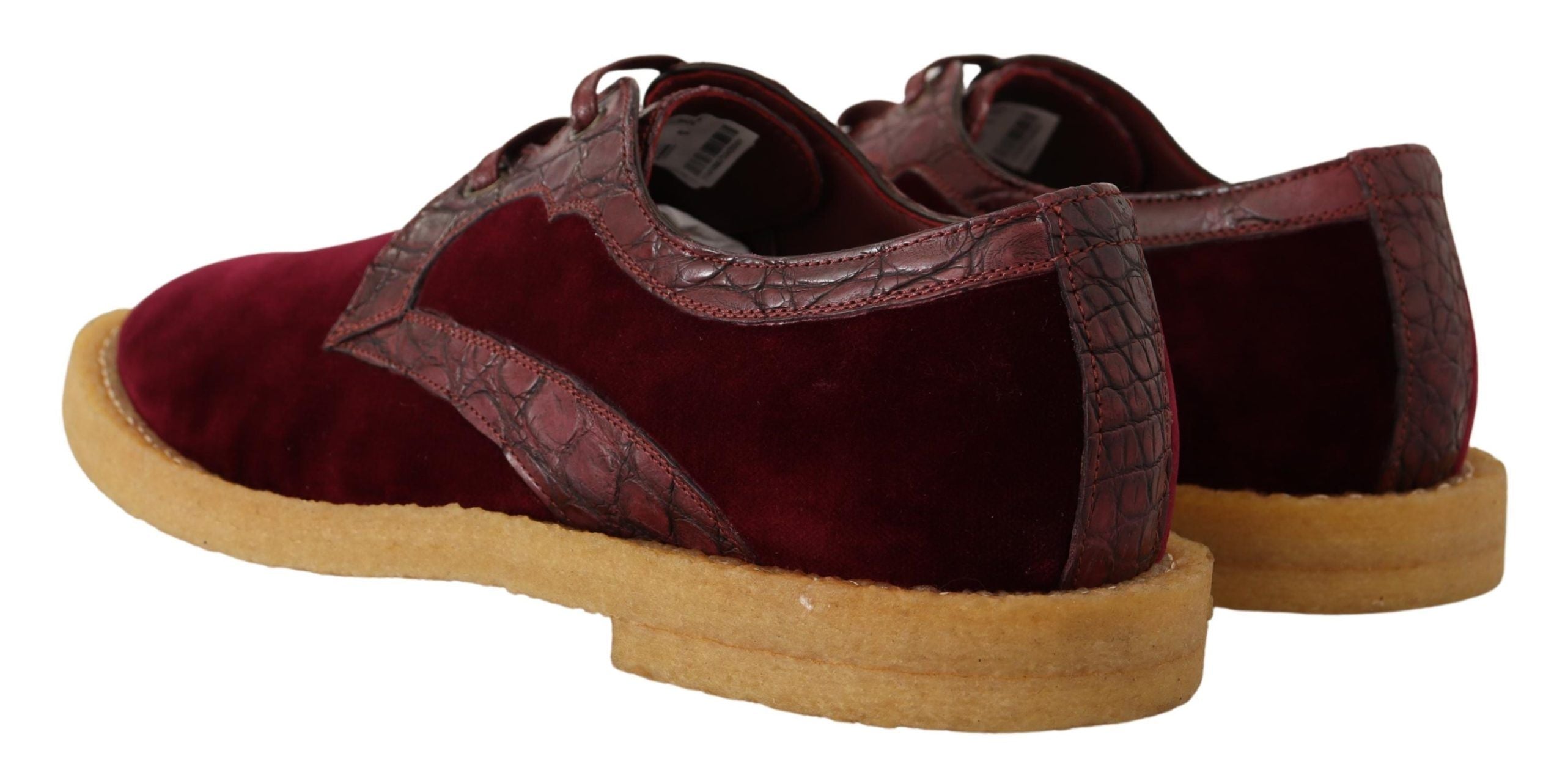 Dolce & Gabbana Bordeaux Velvet Exotic Leather Men's Shoes