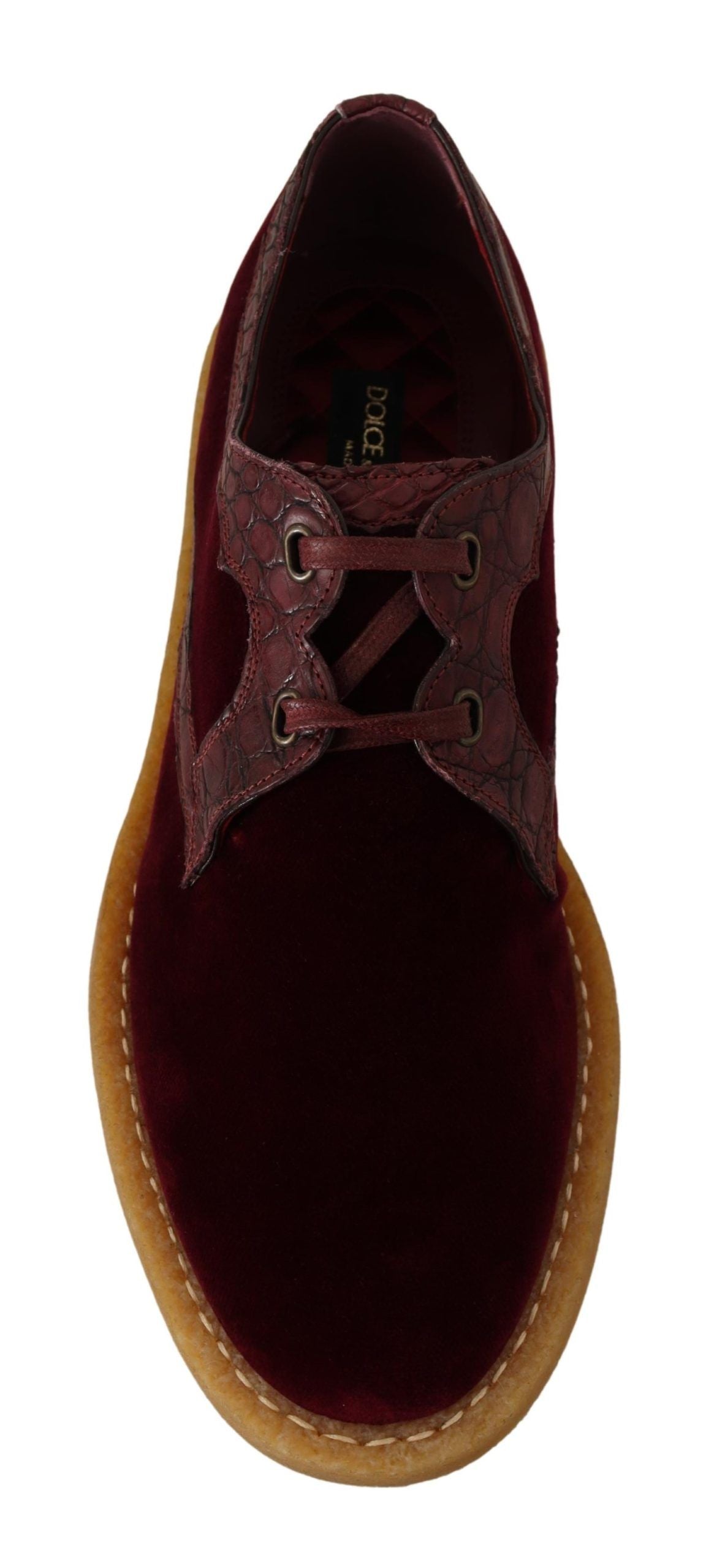 Dolce & Gabbana Bordeaux Velvet Exotic Leather Men's Shoes