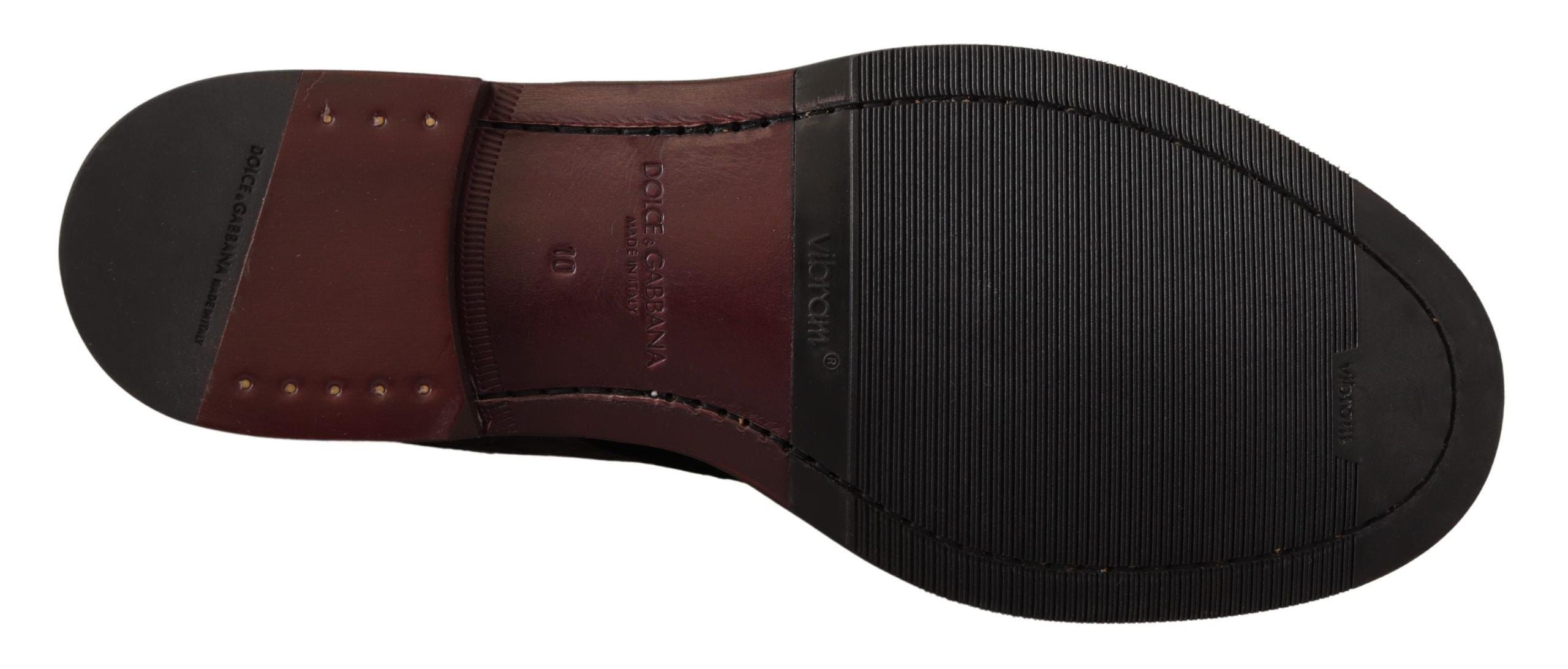 Dolce & Gabbana Black Velvet Exotic Leather Men's Shoes