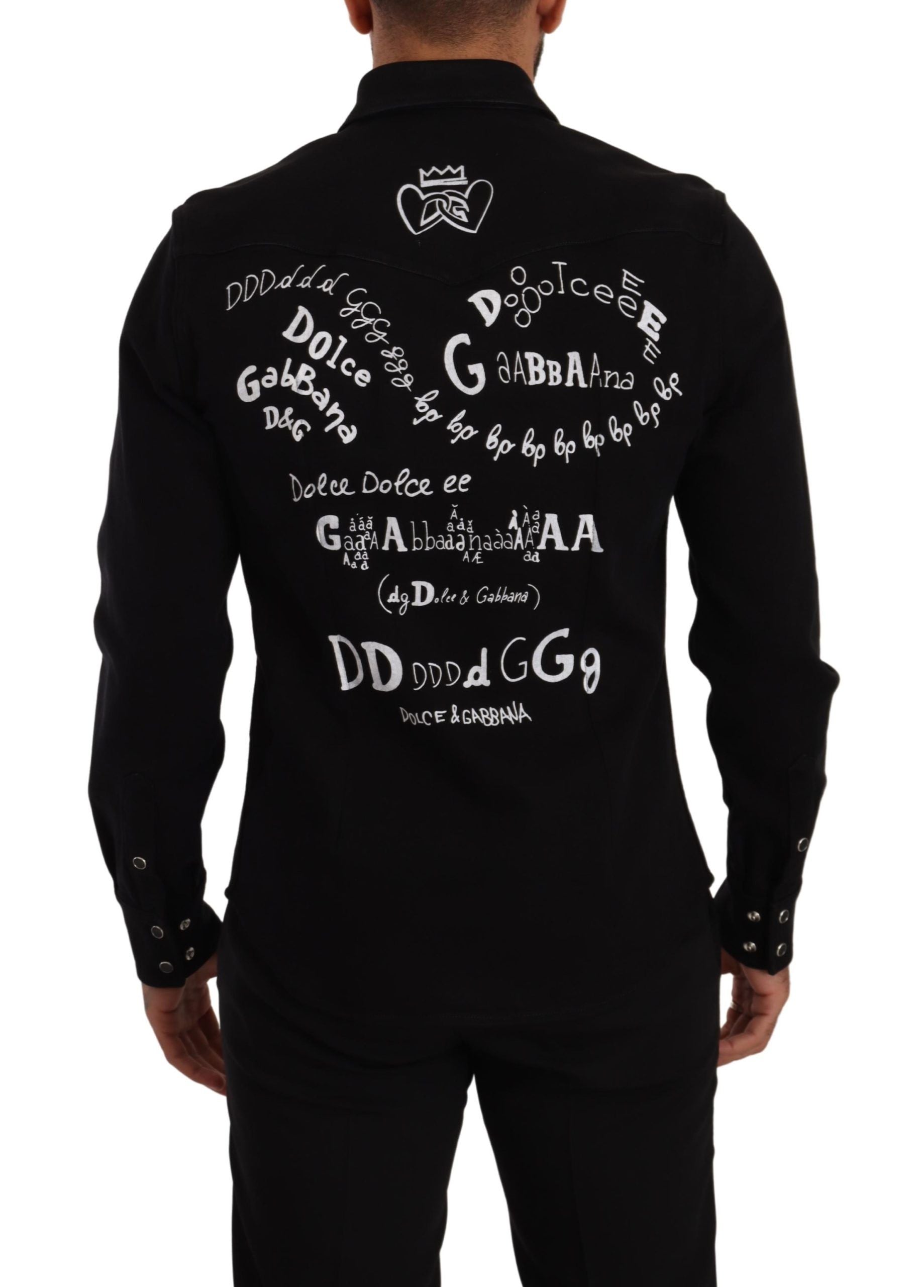 Dolce & Gabbana Black Slim Cotton Denim Stretch Men's Shirt
