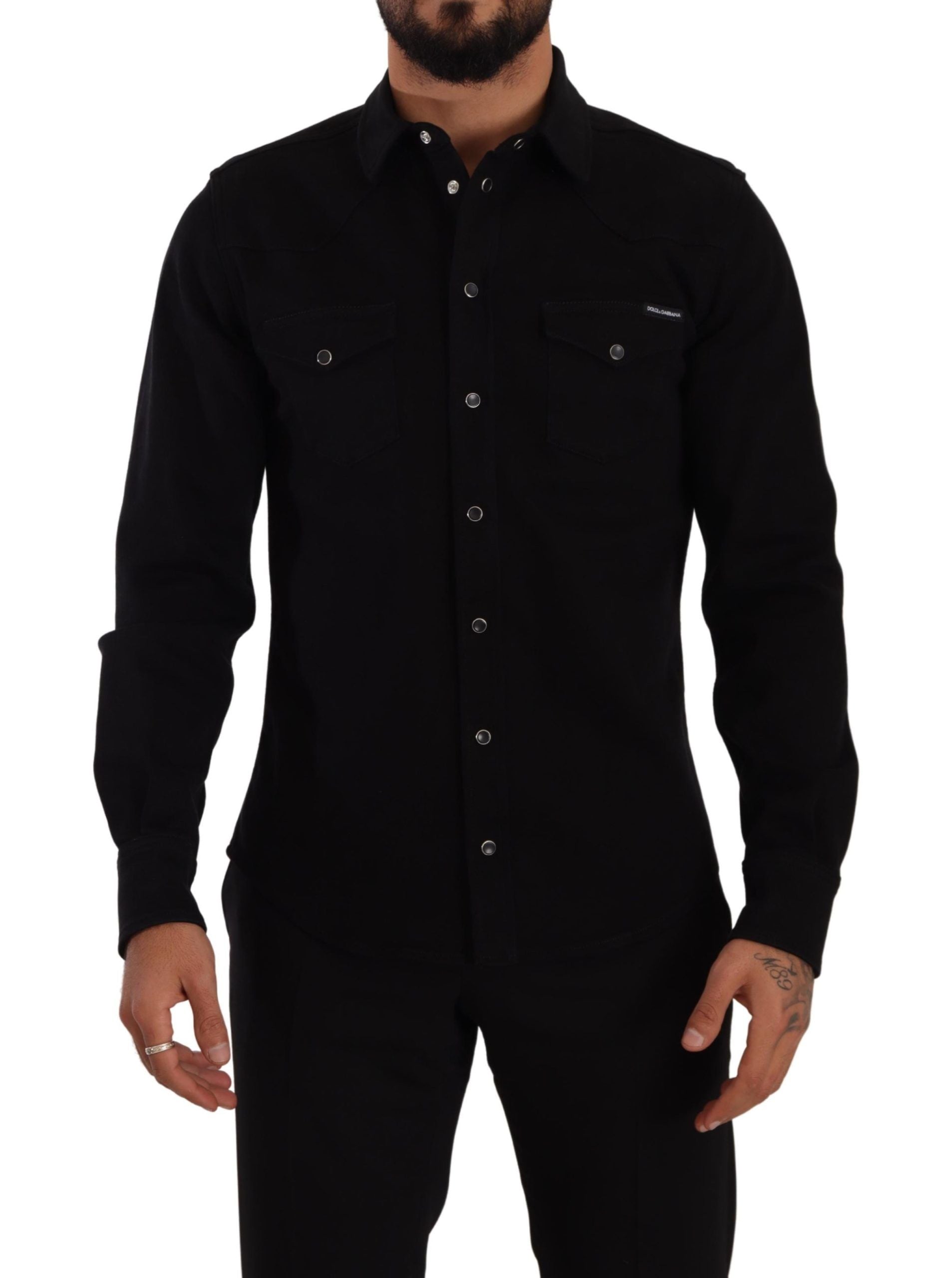 Dolce & Gabbana Slim Fit Casual Black Designer Men's Shirt