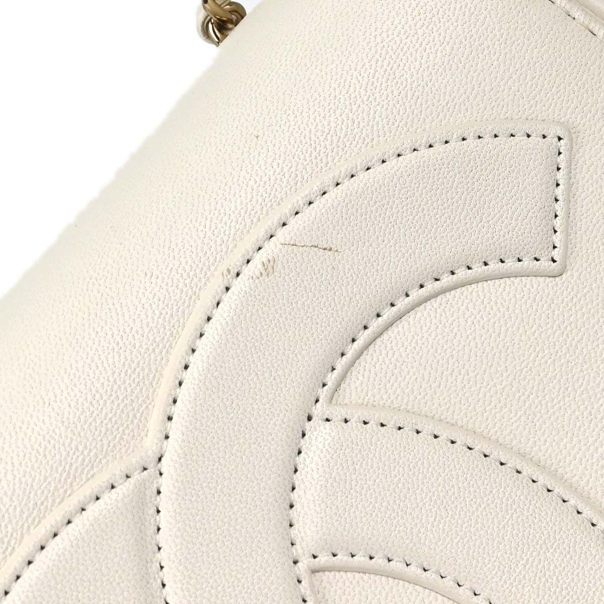 Chanel Cc Mania Flap Lambskin White Leather Shoulder Bag Bag (Pre-Owned)