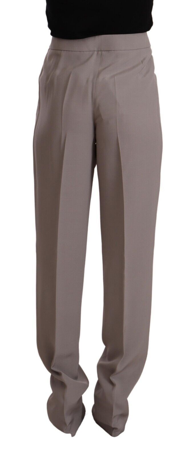 Armani Brown High Waist Silk Tapered Long Women's Pants