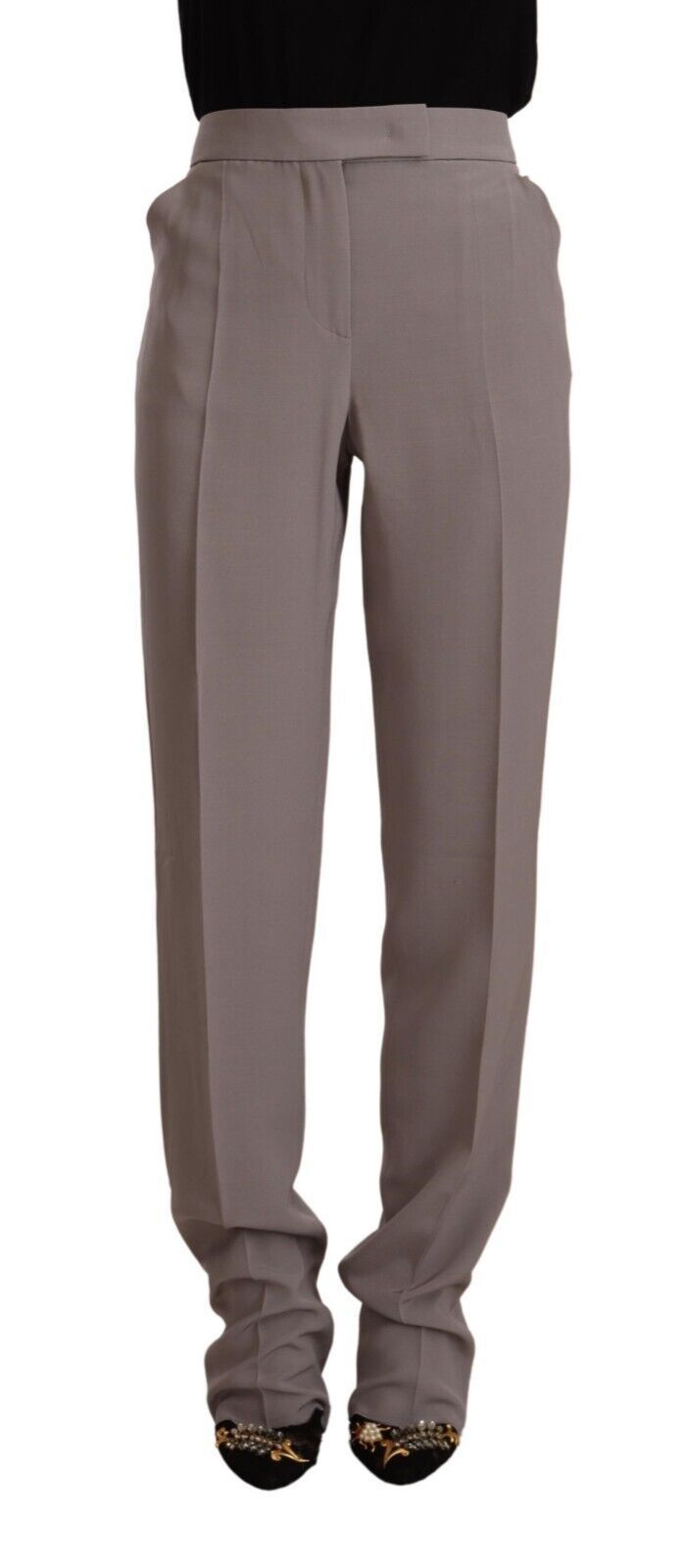 Armani Brown High Waist Silk Tapered Long Women's Pants