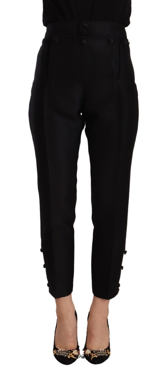 Dsquared² Black Wool High Waist Skinny Women Women's Pants