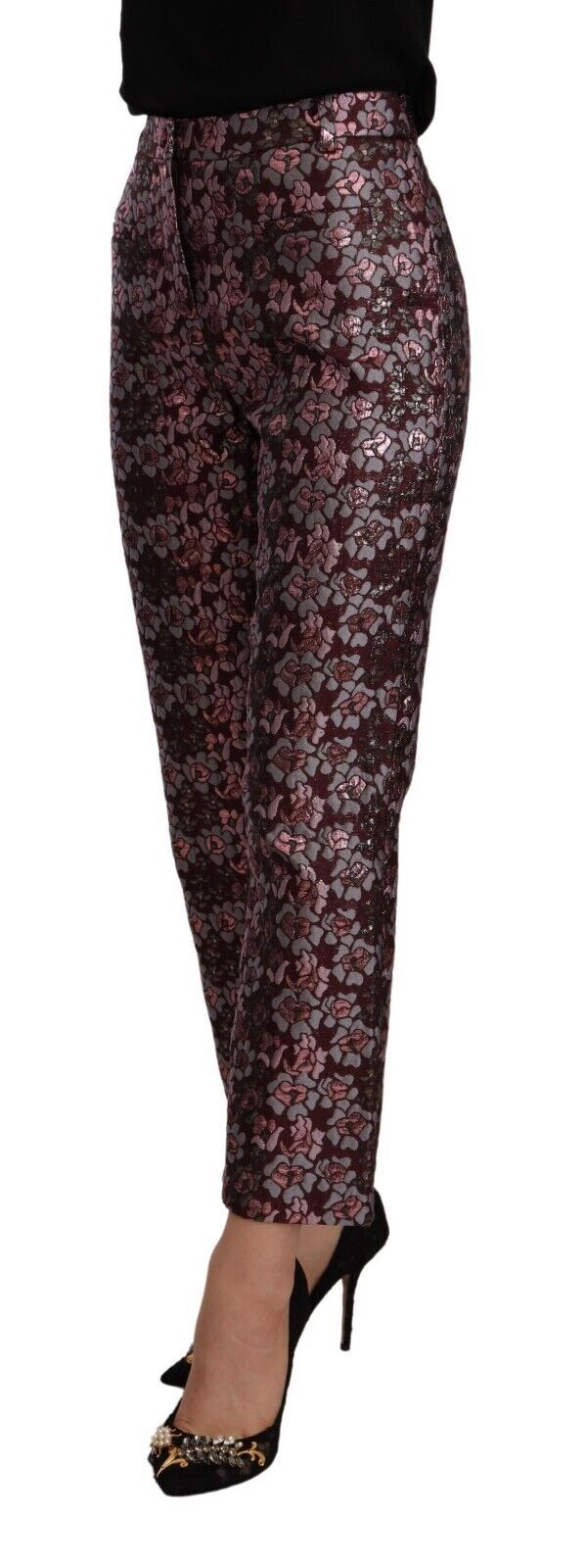 House of Holland Multicolor Floral Jacquard Flared Cropped Women's Pants