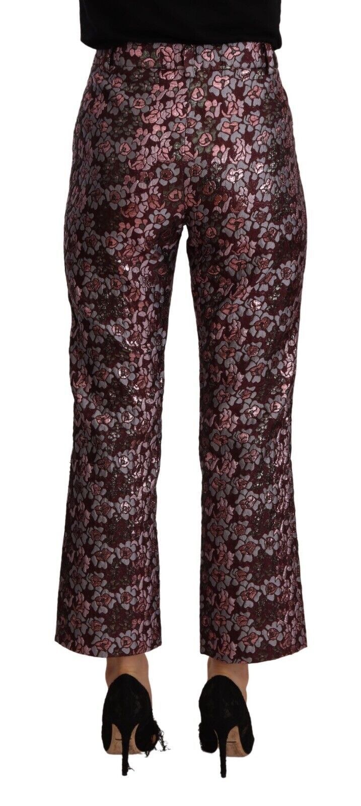 House of Holland Multicolor Floral Jacquard Flared Cropped Women's Pants