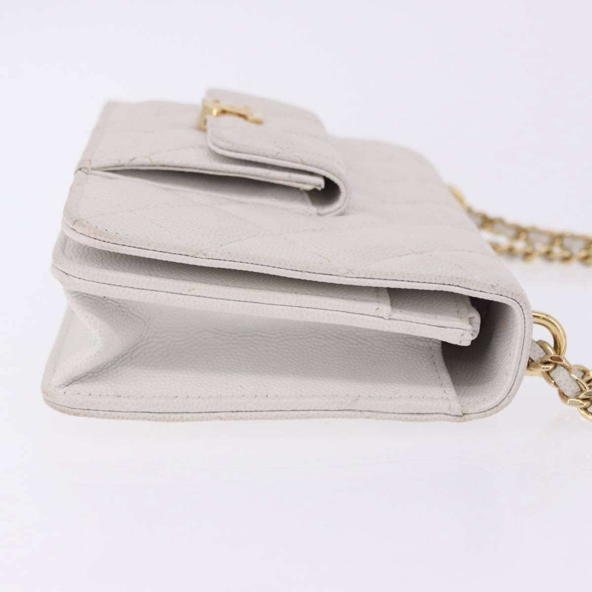 Chanel Pocket Twins Wallet On Chain Quilted Caviar White Leather Shoulder Bag Bag (Pre-Owned)