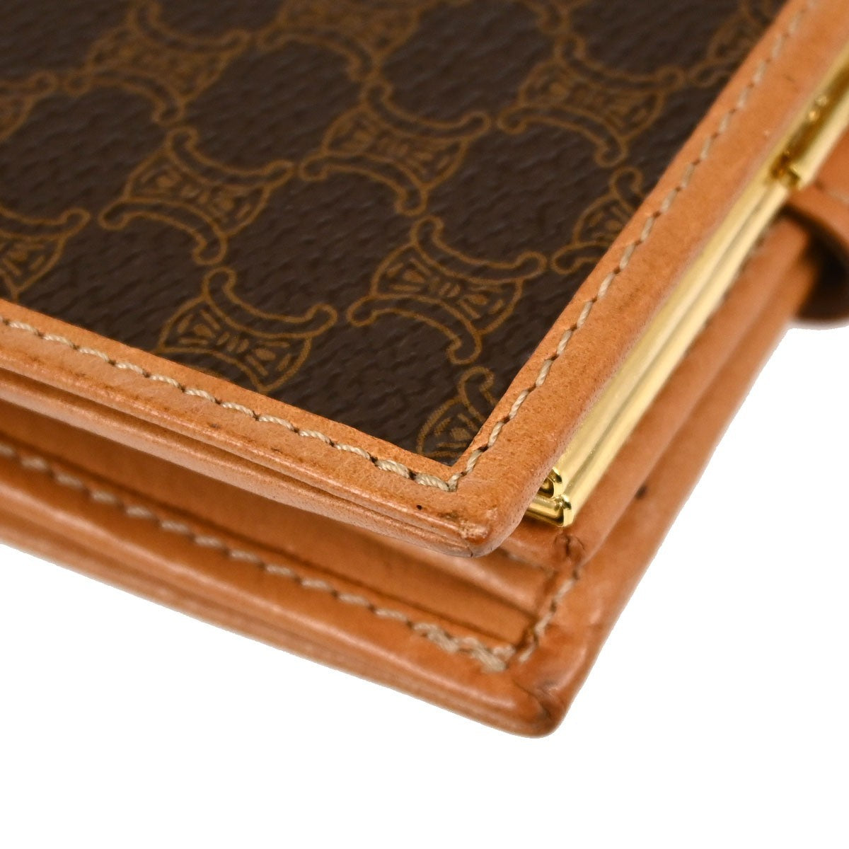 Celine Bifold Triomphe Coated Canvas Brown Pvc Wallets Accessory (Pre-Owned)