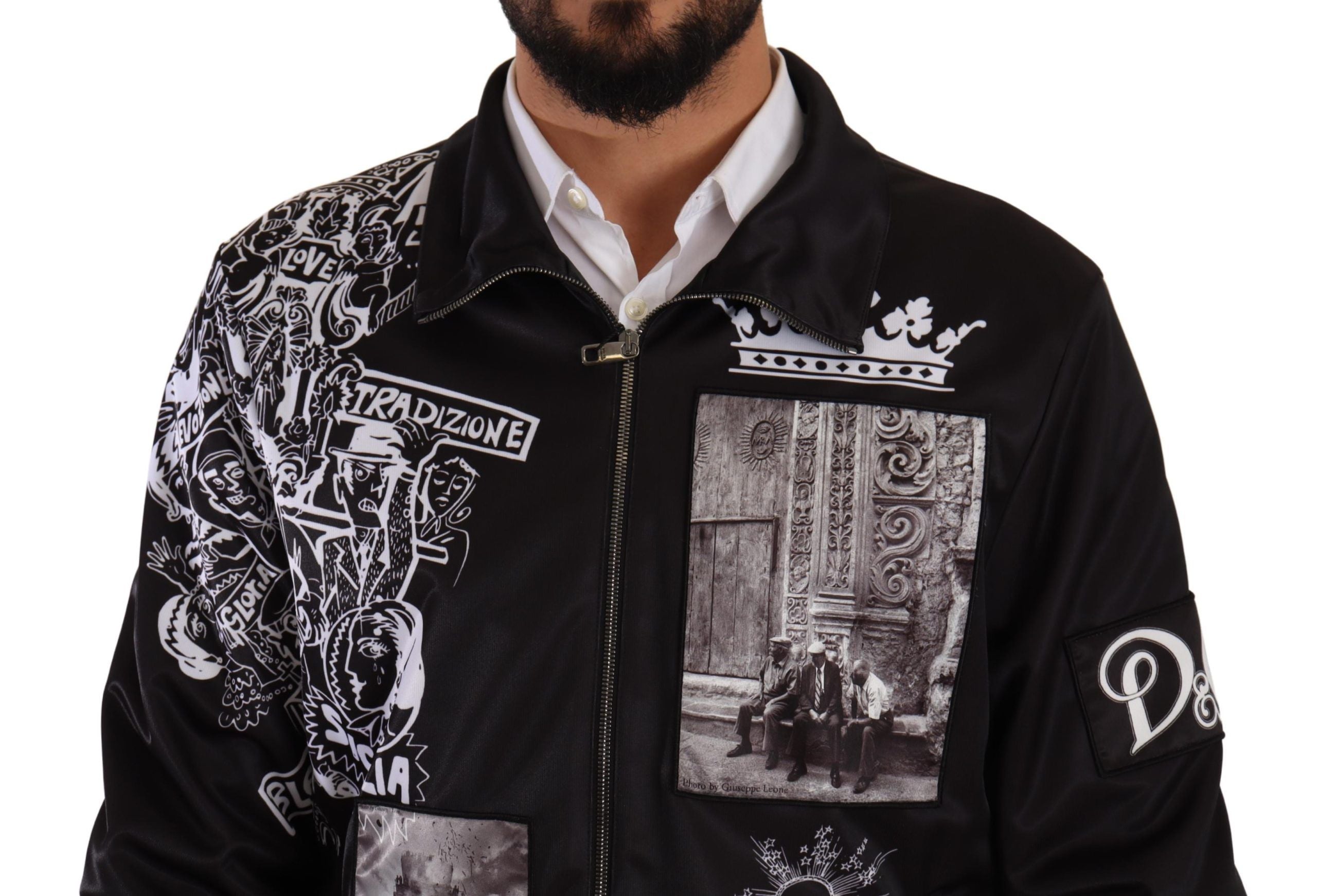 Dolce & Gabbana Black Logo Zipper Superstizione Men's Sweater