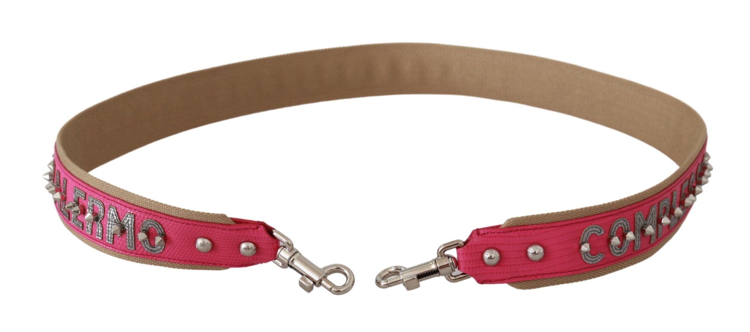 Dolce & Gabbana Pink Leather Shoulder Strap with Silver Women's Details